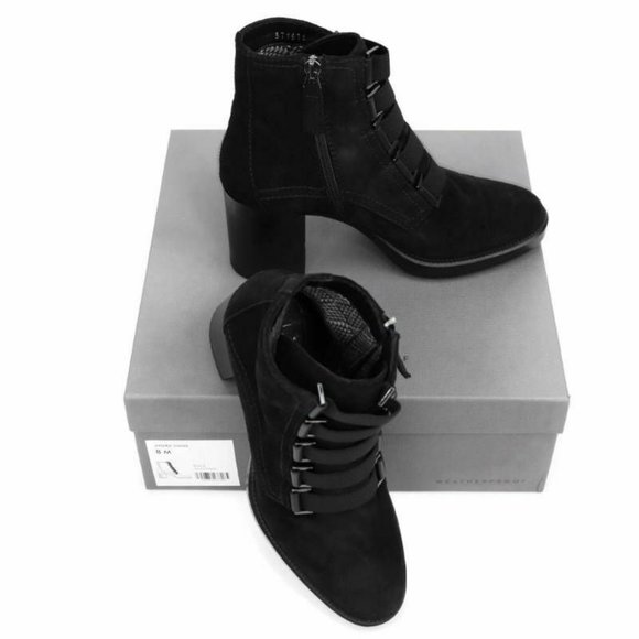 Aquatalia Womens Indira Ankle Boots Black Suede Bl - Picture 2 of 11